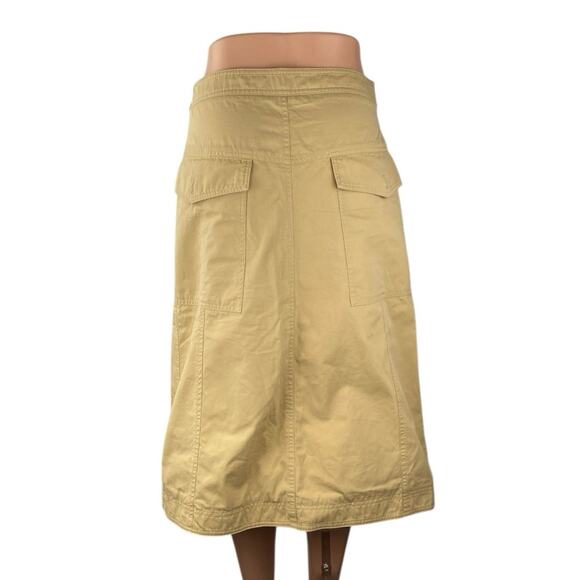 H&M Women's Tan Khaki High Waisted Utility Canvas Zip A Line Midi Dress Size 6 - Picture 3 of 5